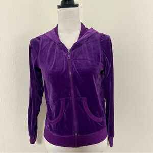 Lee Fung Sport Girls Medium Velour Full Zip Sweater Purple (Fits Women’s XS) EUC